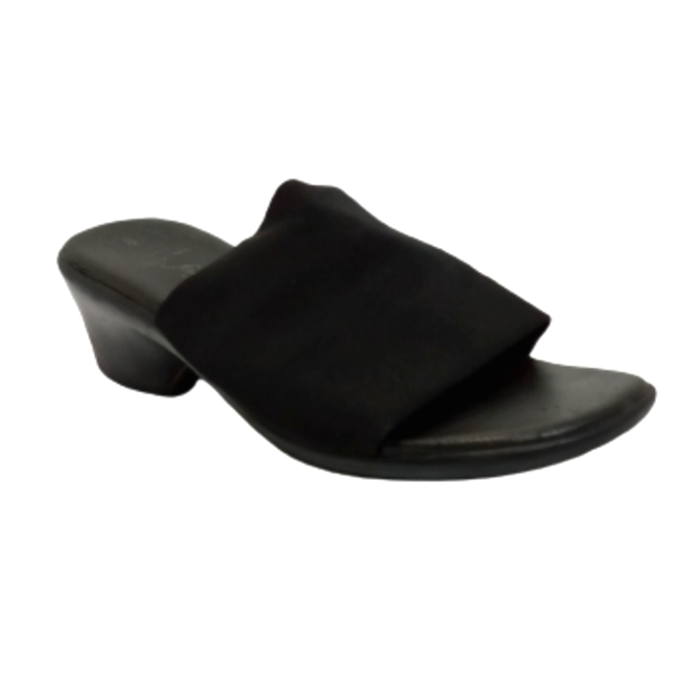 Fanfares Black Slip On Block Heel Sandals Sz 8